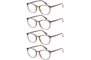 Kerecsen 4 Pack Retro Round Reading Glasses Men Women Spring Hinges Lightweight Quality Readers