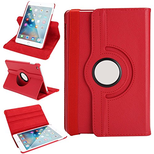 WindTeco Neu iPad 9.7 Zoll 2017 / iPad Air 2 / iPad Air Hülle - 360 Grad Rotierende Stand Smart Cover Case Schutzhülle Tasche Etui mit Auto Schlaf / Wach Funktion für Apple New iPad 9.7 inch 2017 Modell / iPad Air 2 2014 Modell / iPad Air 2013 Modell Tablet, Rot