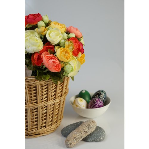 Künstlicher Ranunkelstrauch mit 18 Blüten, bunt, 30cm, Ø 25cm – Deko Strauß Busch Strauch - 5