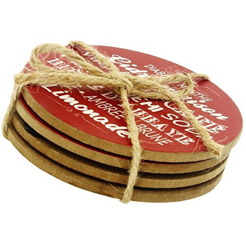 Promobo Set Set 4 Set Topfuntersetzer Glas Deko Collection Bistro Rot - 5