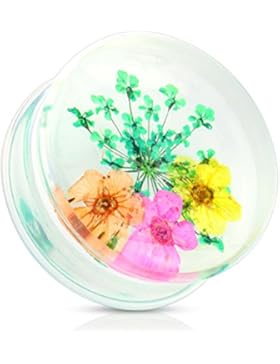 Paula & Fritz® Plug Saddle Fit aus Kunststoff getrocknete Blume grün, orange, pink, gelb 12-25mm PAT04