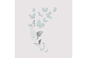WALPLUS Mirror Wall Art Little Girl Wall Stickers Removable Self-Adhesive Mural Decals Vinyl Home Decoration DIY Living Bedroom Office Décor Kids Room, Silver (Mirror Butterflies)