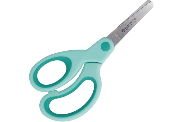 Westcott Ciseaux pour enfants Softgrip turquoise pour gauchers | Ergonomique pour enfants d'âge préscolaire | 13 cm (5") | Sécurité grâce à la pointe arrondie | E-21586 00