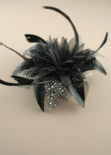 Allsorts® Black and White Feather Comb Fascinator Ladies Day Royal Ascot Weddings