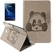 Produktbild Samsung Galaxy Tab A 10.1/P580/P585(2016) Smart Case Hülle mit Panzerglas,ISENPENK Original Flip Bookstyle samrt cover Wasserdicht Shockproof Anti Slip Protection Stoßfest Leather Case mit Standfunktion,3D Panda Muster Pattern Wallet Case mit Intern Karte Schlitz,Outdoor Stoßdämpfend Smart Case Sleep/Wake Funktion Luxus Wallet Tasche Schutzhülle Leathertasche für Samsung Galaxy Tab A 10.1/P580/P585(2016) 10.1Zoll[grau]+Panzerglas/Schutzfoile/Scutzglas