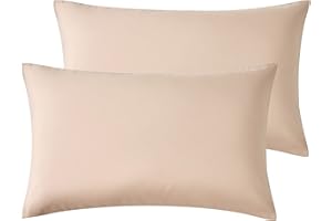 Hansleep Funda de Almohada 40x80cm de Microfibra - Juego de 2 Fundas de Almohadas 80x40cm - Fundas de Cojines de Calidad con una Suavidad Incomparable Caqui
