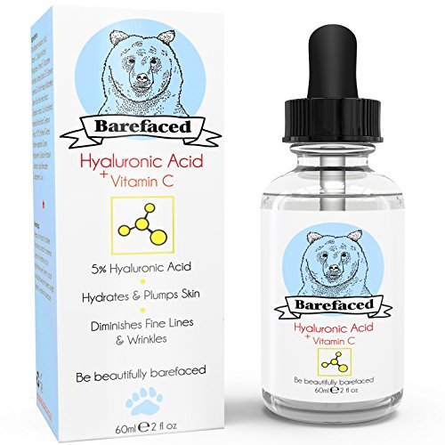Barefaced Skincare Large 2oz / 60ml Hyaluronic Acid Serum - Anti Ageing Skin Plumping Treatment With Vitamin C & E For All Skin Types