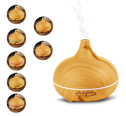 Aroma Diffuser mit 300 ml – Luftbefeuchter und Ultraschallvernebeler - Raumduft verbesserung für Wohnung, Büro, Yoga etc. Die Duftlampe für Aromatherapie und Luftbefeuchtung – My1St™ (300ml, Helles Holzdekor - UNI)