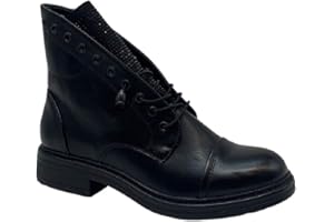 SENZA MARCA Fashion Moda Stivali Stivaletti Tronchetti Anfibi Biker Motociclista Donna Nero Inverno Bassi Tacco Basso Lacci Cerniera New Nuovo Comodo G621