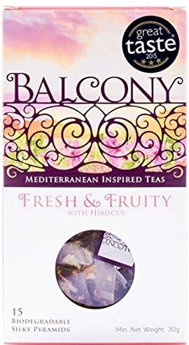 Fresh & Fruity with Hibiscus - Balcony Mediterranean Inspired Tea - 15 Biodegradable Silky Pyramid Bags