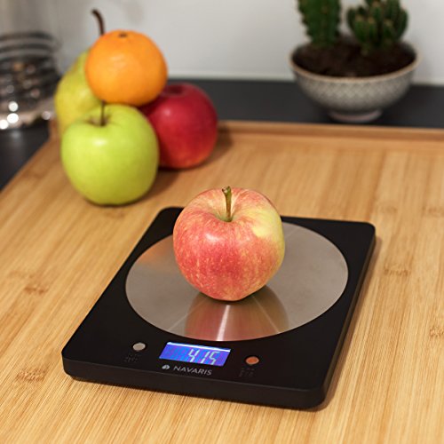 Navaris Digitale Küchenwaage mit LCD Display – Präzise elektronische Design Waage mit max 5 kg in Silber Schwarz Briefwaage Feinwaage - 7