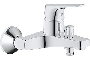 GROHE Mitigeur monocommande Bain Douche Start Flow, robinet à montage mural, raccord fileté pour flexible en 1/2", rosaces métal incluses, chromé, 23772000 (Import Allemagne)