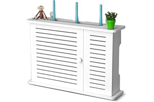 FARYODI Contenitore senza fori per router Wi-Fi, scaffale per TV, set top rack da parete, 39T x 9B x 27H cm, FARYOD-002-LYQSNH, Fogliame