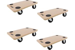Aufun Lot de 4 Planches à Roulettes Antidérapantes 58 x 29 cm pour Transport et Déménagement avec Patins en Caoutchouc et Ateliers