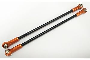 EPTNNASO 45# Harden Steel Rear Suspension Upper Link (6X206MM Center to Center) Assembled with Aluminum Ends - 2pcs Orange for Traxxasss 1/7 Unlimited Desert Racer UDR 8542