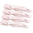L'ANGE HAIR L ange Alligator Clips | Wide Teeth | Double-Hinged Design | For Sectioning & Securing | Professional Styling Results | 4-Pack (Blush)
