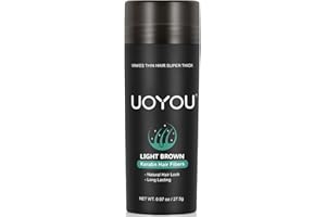UOYOU LIGHT BROWN Hair Fibres for Thinning Hair 27.5g Bottle | Undetectable & Natural Keratin Hair Fibers Concealer for Hair Loss for Men and Women | Hair Building Fibres Powder [LIGHT BROWN]