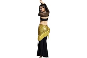 Xinvivion Danza del Vientre Triángulo Lentejuelas Disfraz Falda Envoltura Sirena Cadera Bufanda Carnavales Bailarina Paillette Cinturón