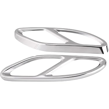 2pcs Garniture de Pot d'Echappement, Keenso Coque de Tuyau d'Echappement Garnitures Décorative Bordure Autocollant pour Arrière de Voiture Silencieux D'Échappement en Acier Inoxydable(Silver