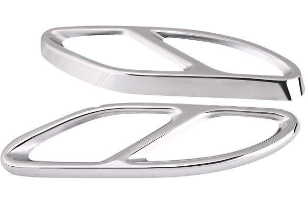 2pcs Garniture de Pot d'Echappement, Keenso Coque de Tuyau d'Echappement Garnitures Décorative Bordure Autocollant pour Arrière de Voiture Silencieux D'Échappement en Acier Inoxydable(Silver)