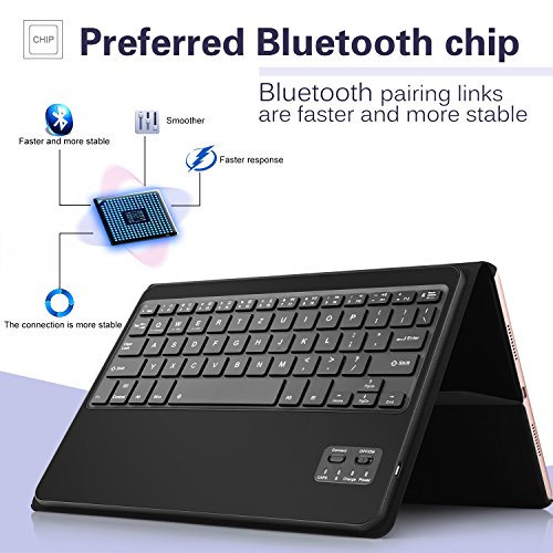 IVSO iPad Pro 10.5 QWERTZ Tastatur, Abnehmbare Wireless Bluetooth Tastatur Schutzhülle mit Standfunction Für Apple iPad Pro 10.5 Tablet, Schwarz - 5