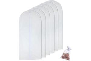 HomeClean Moth Proof Garment Clothing Bags 60 x 140cm(24'' x 54'') Hanging Clothing Storage Bags with Cedar Balls for Coat Dance Costumes Long Dress and Long Gowns Pack of 6