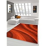Alfombra diseñador Alfombra moderna pila alfombra de la sala alfombra pelo corto con el Winchester Modelo de ondas en rojo Größe 160x230 cm