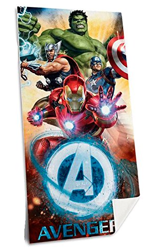 Preisvergleich Produktbild Marvel Avengers MV15356 Badetuch, Handtuch, Strandtuch, Kinder, Baumwolle, Captain America, Iron Man, Thor, Hulk