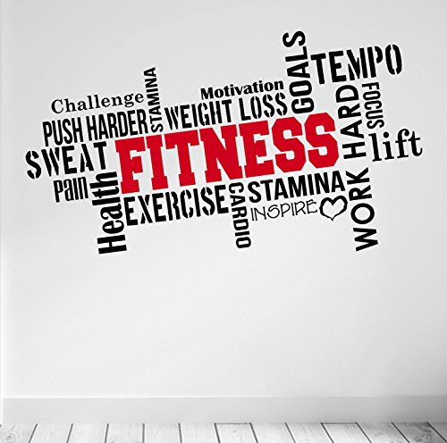 Pro Fitness Wand-Aufkleber mit motivierendem Zitat (in englischer Sprach), ideal fürs Fitnessstudio, 6 Farb-Optionen