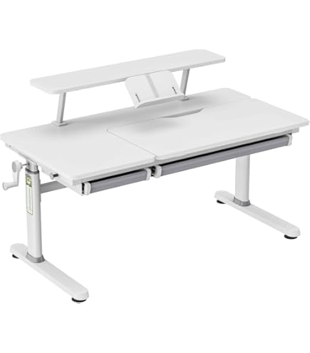 moll Sprinter met lade, in hoogte verstelbaar kinderbureau, Made in Germany, lichaamslengte van 119 cm tot 191 cm, corpus wit, houtmateriaal, 117,2 cm x 70,5 cm