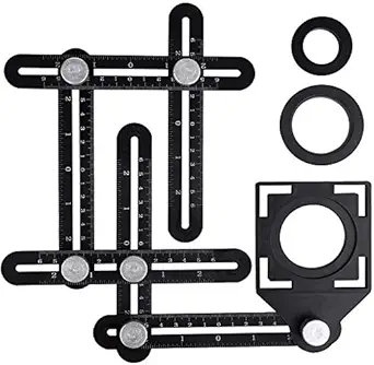 Fariox Aluminum alloy multi-function six-fold ruler angle finder universal angler ruler metal Drill Guide Locator Tile Opening Hole angle template tool angle copier for Builders, Craftsmen, Carpenters