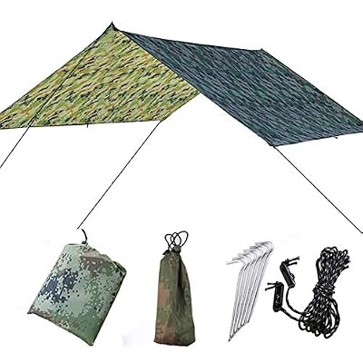 Doofang Camping Bâche Anti-Pluie Rain Tarp Toile de Tente Imperméable Abri de Randonnée Pliable Portable, Compact Léger Abri Étanche pour Randonnée Backpacking Picnic Camping