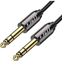 J&D Stereo-Audio-Adapter Kabel – 6,35 Mm Auf 2x 6,35 Mm, Vergoldet, 0,9 M | Für Mischpulte, Lautsprecher & Studio