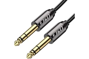 J&D 6,35 mm à 6,35 mm Câble, Plaqué Or Coquille de Cuivre Heavy Duty 6,35mm (1/4 Pouce) Mâle TRS à 6,35mm (1/4 Pouce) Mâle TRS Adaptateur Audio stéréo Câble (0.9 Meter)