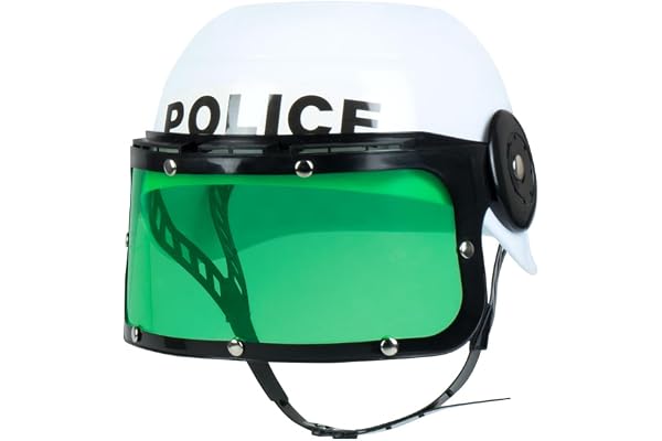 Boland 01391 Casque de police pour enfant avec visière et mentonnière Noir/blanc