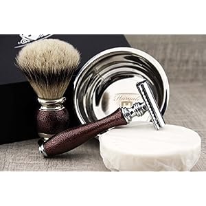 Haryali London 5Pc Mens Shaving Kit Safety Razor, Silver Tip Badger Hair Brush, Soap, Bowl and Alum Set For Men - Image 6