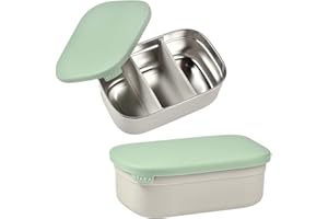 Béaba Lunchbox para niños, fiambrera, Bento, fiambrera en acero inoxidable, a prueva de fugas, con compartimentos, funda de s