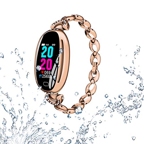 Preisvergleich Produktbild Fitness Armband mit Pulsmesser Wasserdicht IP67 Smartwatch Aktivitätstracker Pulsuhr Schrittzähler Uhr Sportuhr für Damen(2019),01Gold