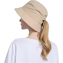 YAMEE Bucket Hat with Ponytail Hole for 