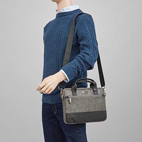 Laptoptasche 11.6, Evecase Premium Doppelfarbige Umhängetasche mit Gepolstert Laptopfach, Fronttasche, Zubehörfach für Laptop in 11,6 Zoll – Waschbär Grau - 7