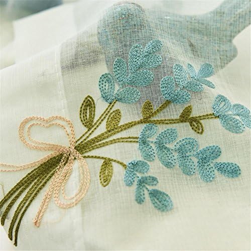 BKFF® Tulle curtains Embroidery Window curtains Simple for Living Room Bedroom Bay Eindow Balcony Curtain 1PCS , width 250*, high 260, hook a piece , blue