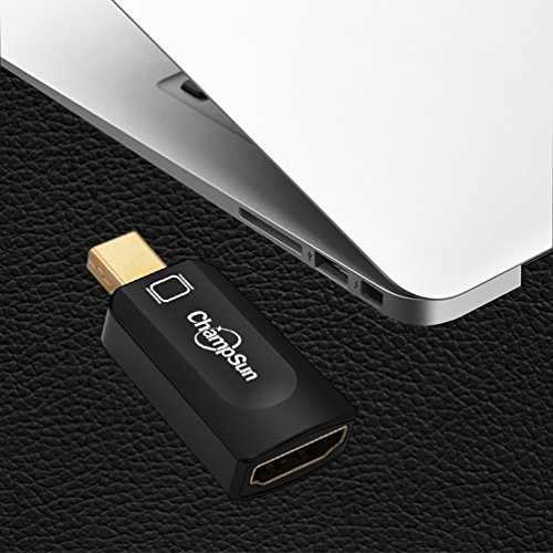 1080P Mini DP zu HDMI Konverter, Mini DisplayPort (Thunderbolt) zu HDMI Adapter für Laptop mit Mini DP Port – Schwarz - 4