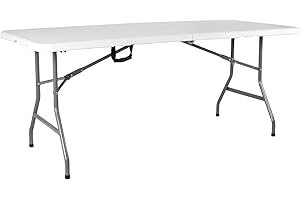 Home Vida Folding Table 5ft Heavy Duty Extra Strength Camping Buffet Wedding Market Garden Party Car Boot Stall Picnic Trestle Indoor Outdoor Foldaway Carry Handle