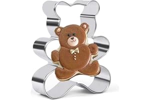 Crethink Stampo per biscotti a forma di orsacchiotto, 1 pezzo di orsacchiotto in acciaio inox, decorazione per torta fondente