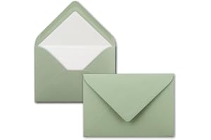 FARBENFROH BY GUSTAV NEUSER Lote de sobres (100 unidades, formato DIN B6, 12,5 x 17,6 cm, forro de seda, adhesivo húmedo), color verde