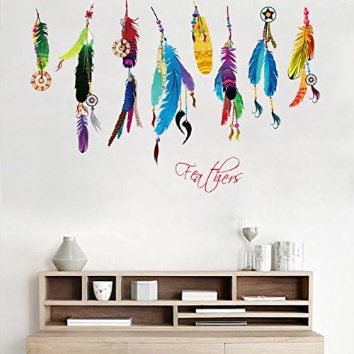 Wall Sticker, Ourmall PVC New Creative Color Feathers Bedroom Sitting Room Background Wall Stickers Wallpaper Decal, Multicolor, 50cm*70cm