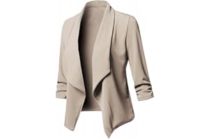 YPINGLONK Chaqueta De Mujer Abrigo EláStico 3/4 Manga Recortada CáRdigan Frontal Abierto SóLido Chaqueta De Manga Larga Chaqueta Blusa
