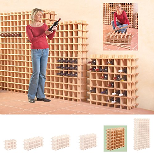 Modulares Weinregal System PRIMAVINO, für 36 Fl., Holz Kiefer natur, stapelbar / erweiterbar - H 76 x B 75 x T 22 cm