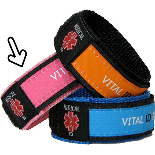 Medical Identity Bracelet Wristband by Vital ID. Includes Coded ID Labels Can Be Used By Paramedics or Emergency Services To Quickly Look You In The Event Of Emergency Up at www.You-iD.me. Six Months Free Emergency ID Profile Hosting with www.You-iD.Me (TEEN/SMALL ADULT (MEDIUM), PINK) by Ahead Solutions