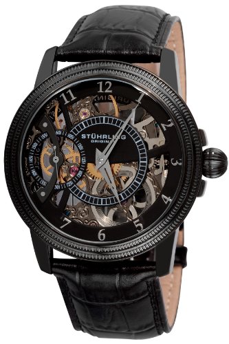 Stuhrling Original Symphony Brumalia Men's Mechanical Watch with Black Dial Analogue Display and Black Leather Strap 228.33551
